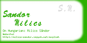 sandor milics business card